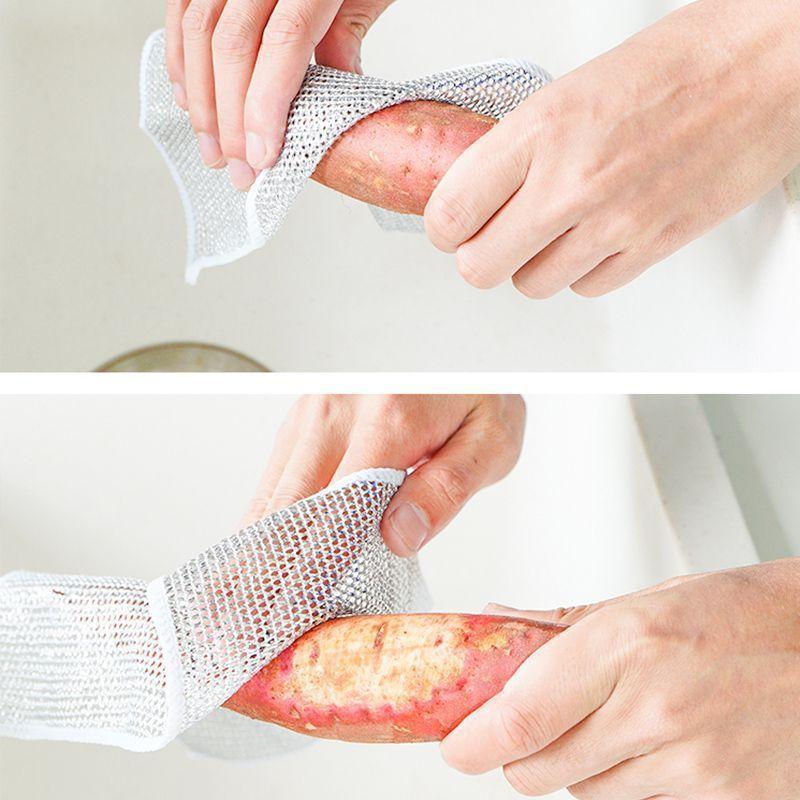 Mesh Cleaning Cloth Metal Wire Universal Sink Faucet Tea Stain Rag Microwave Gas Stove Dishwashing Scouring Pad Kitchen Towel