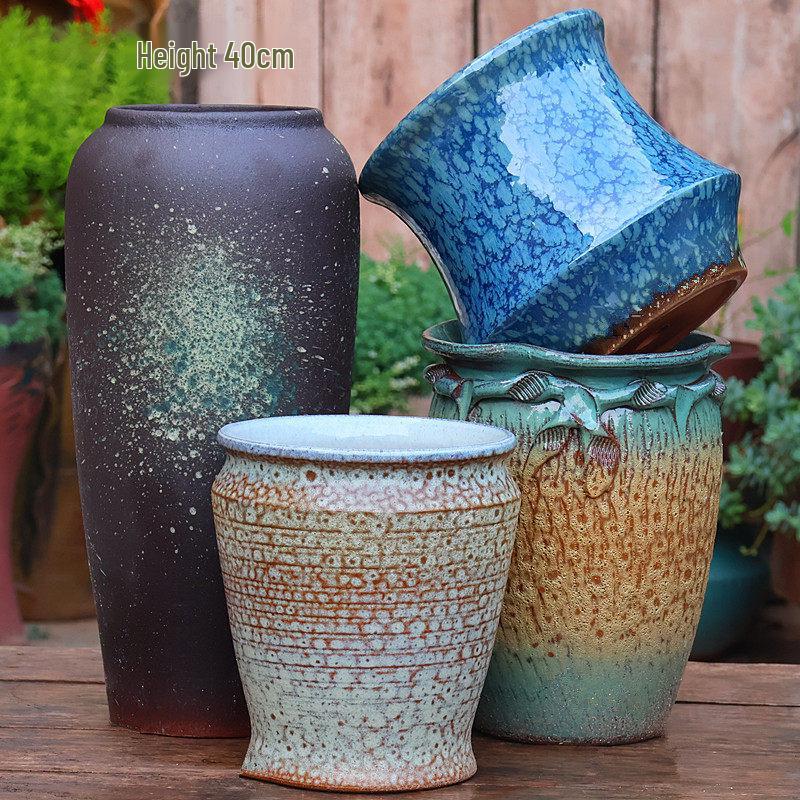 Large Yixing Ceramic Flower Pot: Nine-Tailed Fox Design, Breathable Jar for Green Plants and Flowers