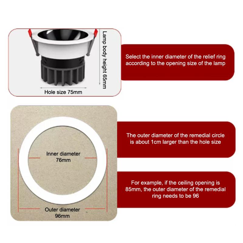 1 шт. Светодиодный спот-светильник, встраиваемый светильник, уплотнительные кольца, белый абажур, кольцо-адаптер, скрытые проставки, шайбы, прокладки для стойки освещения