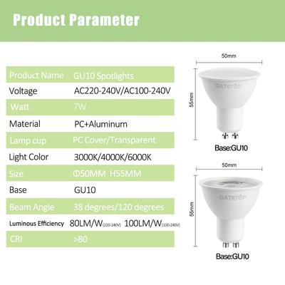 5 шт. Светодиодный спот GU10 с высокой яркостью 7 Вт AC220-240V 100-240V Теплый белый Без мерцания Заменяет галогенную лампу 40 Вт для трекового освещения