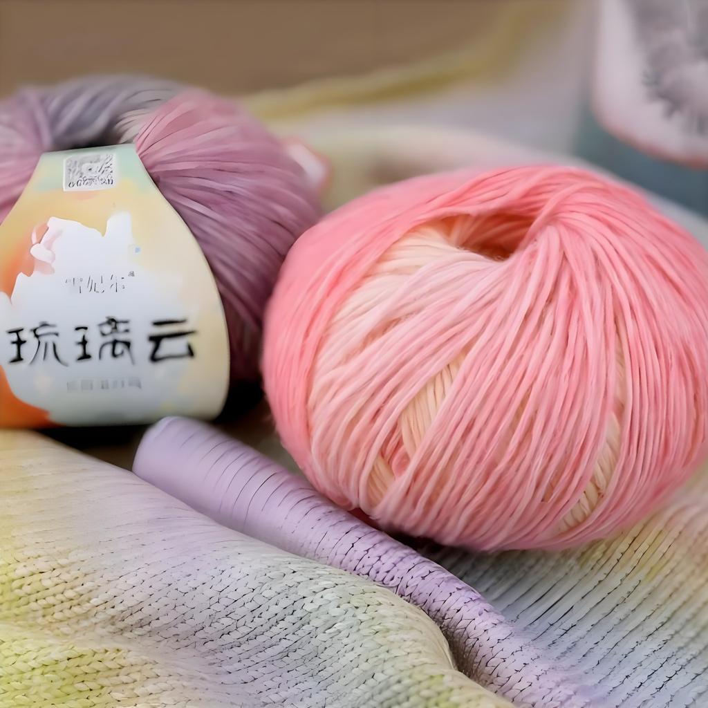 Handmade Gradient Color Glazed Cloud Dyed Acrylic Cotton Blend Knitting Yarn Eco-Friendly Recycled OE Technics Super Soft Sewing