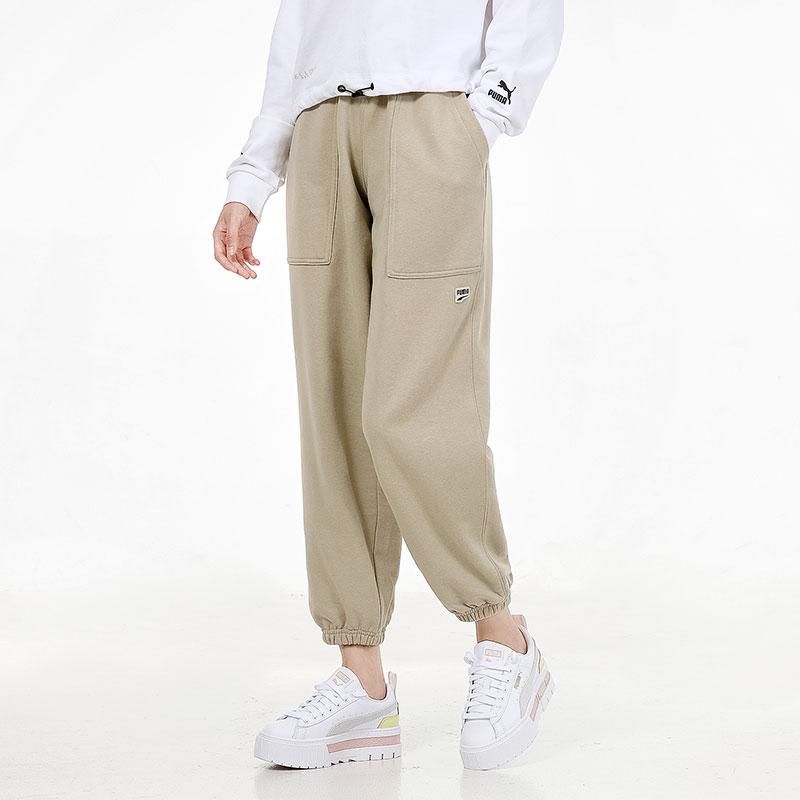 Puma Дышащие зауженные книзу брюки для бега женские низ хаки 533054-42