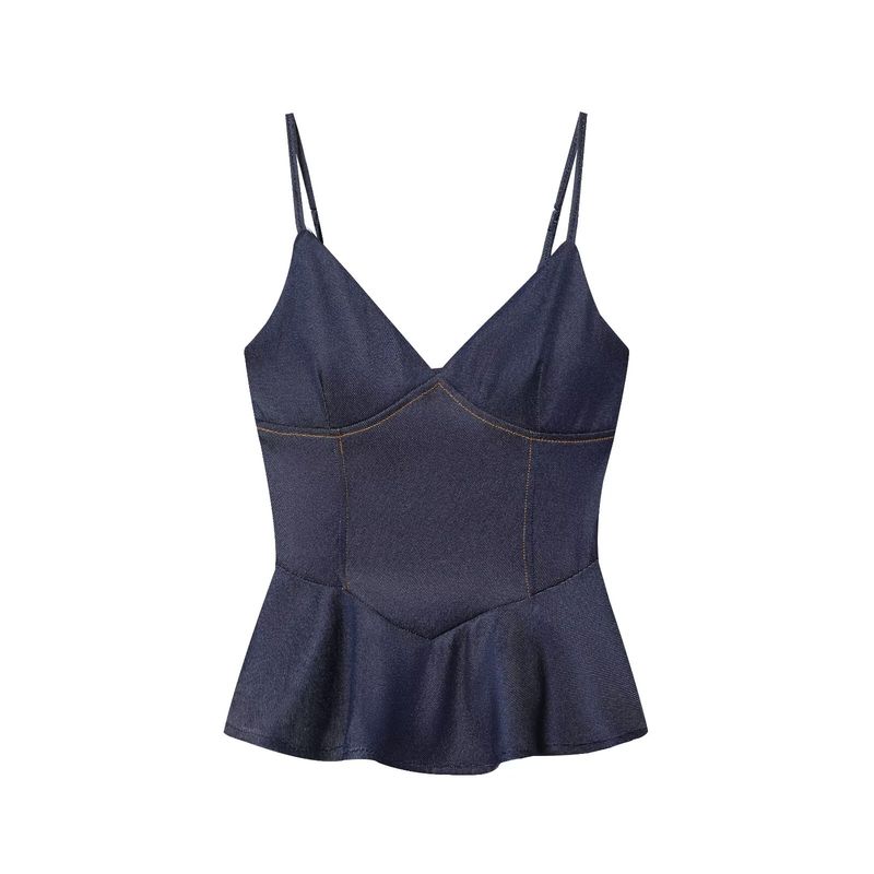 Araltay New Arrival Fashion Style Women's Clothing Fashion All-Match Minimalist Twill Ruffled Spaghetti Straps Tops 0858263