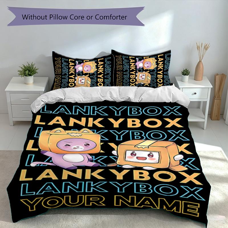 3pcs Custom Name LankyBox - Foxy Set,Includes 1 Duvet Cover and 2 Pillowcases,All-season Bedroom Decor