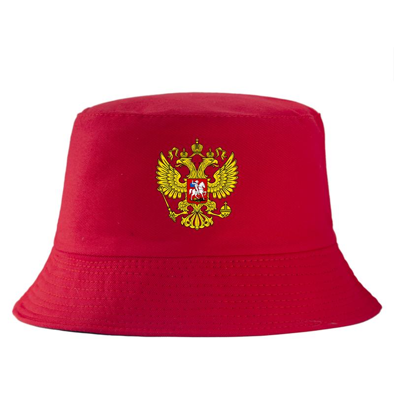 Russian State Emblem Bucket Hat Golden Double Headed Eagle Print FisherUnisex Cap Unisex Outdoor Casual Sun Hat Summer Cotton Hat
