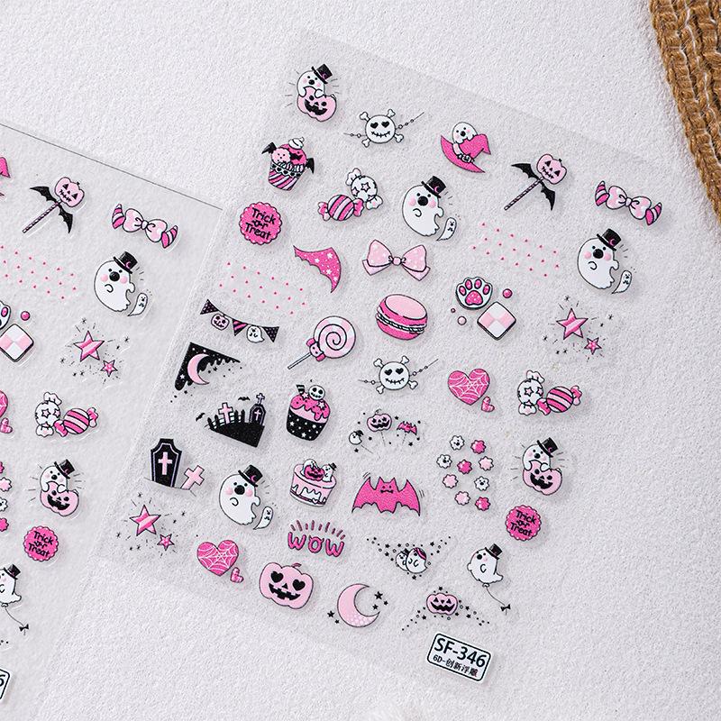 Sky Halloween Ghost Kids Nail Art Stickers - Cartoon Patterns for Journals and Nails