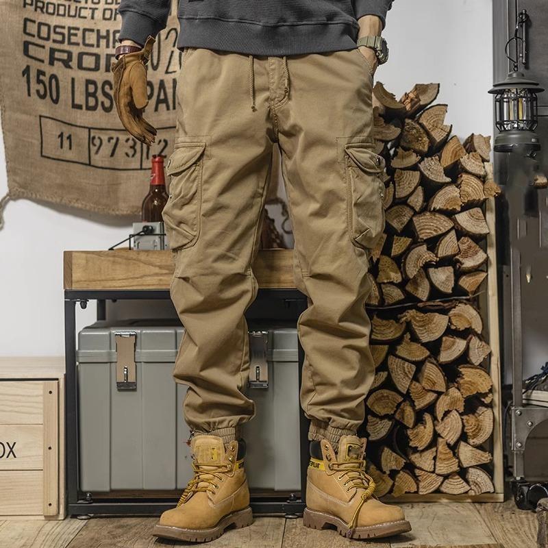 Брюки-карго с несколькими карманами, мужские уличные, на молнии, облегающие рабочие брюки для бега, повседневные брюки из хлопка