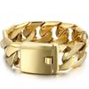 Luxury Gold Color Stainless Steel Bracelet for Men 24MM Wide Curb Chain Men's Brecelets Classic On Hand Jewellery Wrist Strap