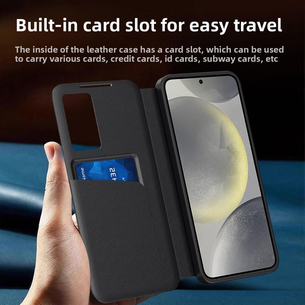 Window View Smart Leather Phone Case With Card Slot For Samsung Galaxy 5g S25