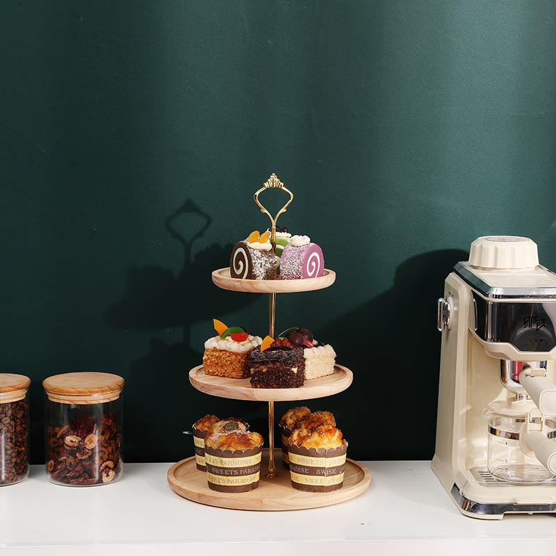 Украшения для десертного стола из цельного дерева, подставка для торта, витрина, тарелка с фруктами, поднос для закусок, многослойная тарелка с фруктами, деревянная полка