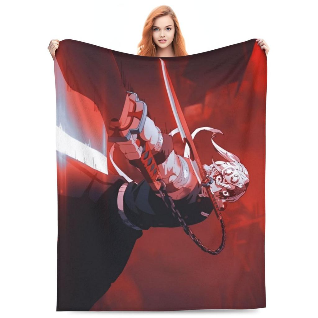 Sound Hashira Tengen Uzui Flannel Blanket Anime Demon Slayer Customized Throw Blanket for Bed Sofa Couch 150*125cm Quilt