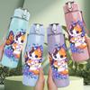 1PC Butterfly Kitten Art 750ml Color Plastic Sports Water Bottle Leakproof Flip Straw Lid Suitable for Sports Office Home Use