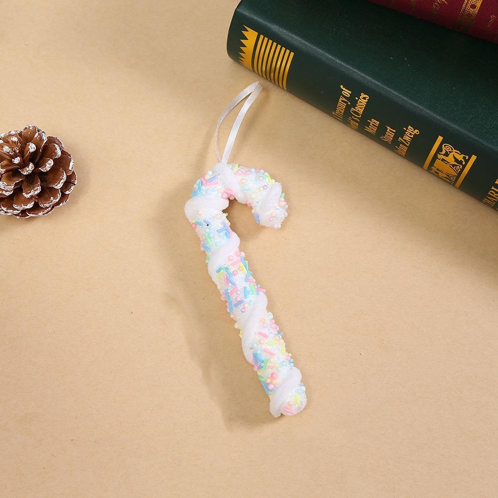 Flocking Xmas Tree Decor DIY Ice Cream Pendant Creative Candy Cane Ornament Home Decor