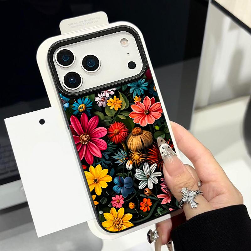 Чехол для телефона из ТПУ с текстурой кожи для iPhone 17 17e 16e 16 15 Pro Max 14 13 Pro Max 11, масляная живопись, цветок, мягкая силиконовая задняя крышка
