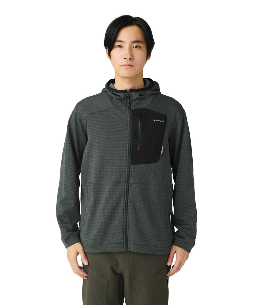 Snow Peak Polartec Power Grid Fleece Hoodie and Size L SPF-JK-25AU907, Men's Women's, Black,