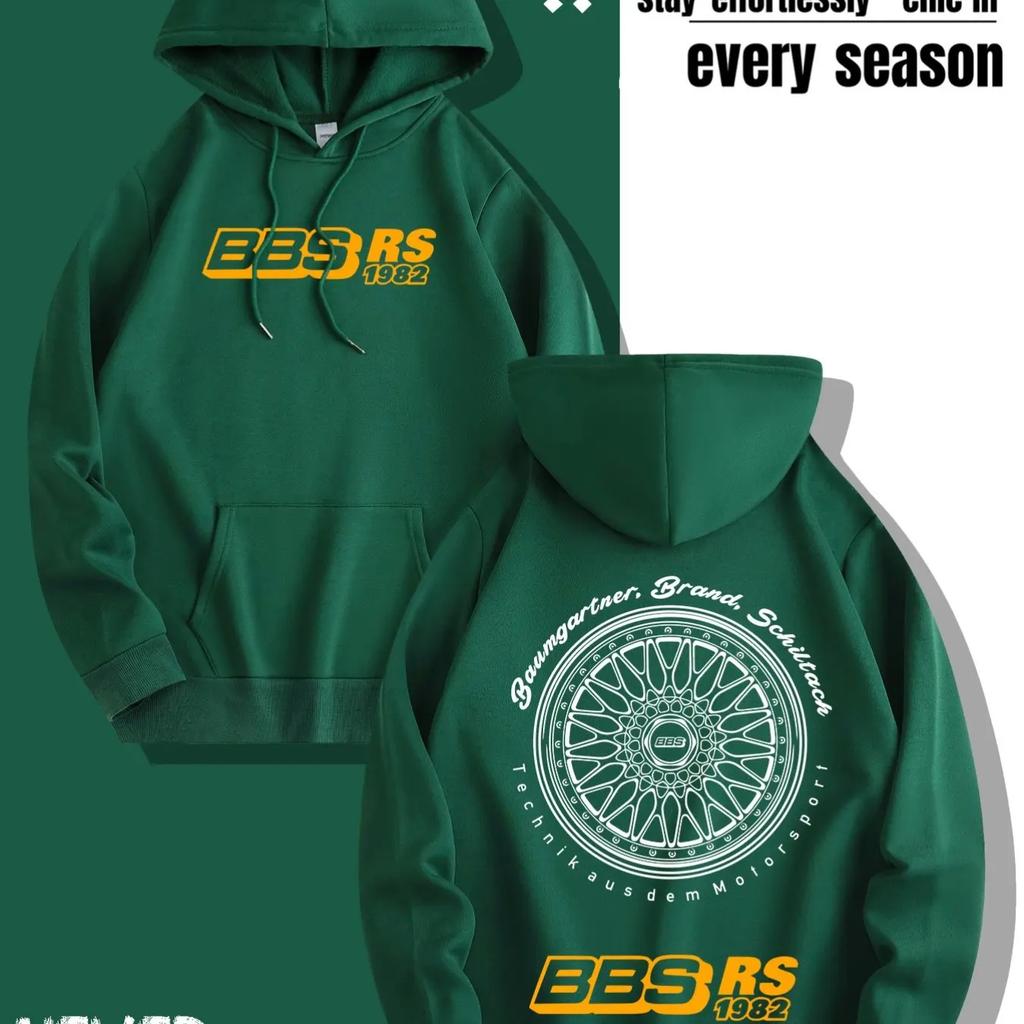 Men's Casual Hooded Sweatshirt Printed with BBS Wheel Logo Autumn and Winter Fashion Pullover Sweater Hoodie