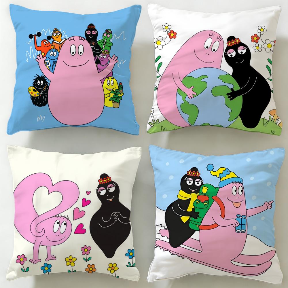 Popular Bbarbapapaed Cushion Cover Soft EasyWash Pillow Case Versatile for Couch Bed Travel and Office