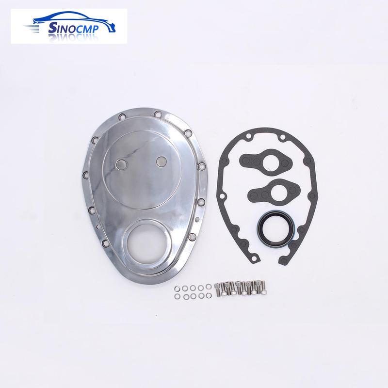 1 PC SBC Polish Aluminum Finish Timing Chain Cover Kit Small Block For Chevy 265 283 305 327 350 383 400 Engine Replacement Part
