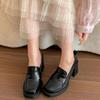 Retro British Style High-heeled Platform Small Leather Shoes for Women's 2025 New Spring and Autumn Versatile Height-increasing One-pedal Loafers