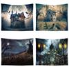 Halloween Tapestry Night Castle Graveyard Tapestry Hippie Tapestry Wall Hanging Bedroom Dorm Living Room Home Decor