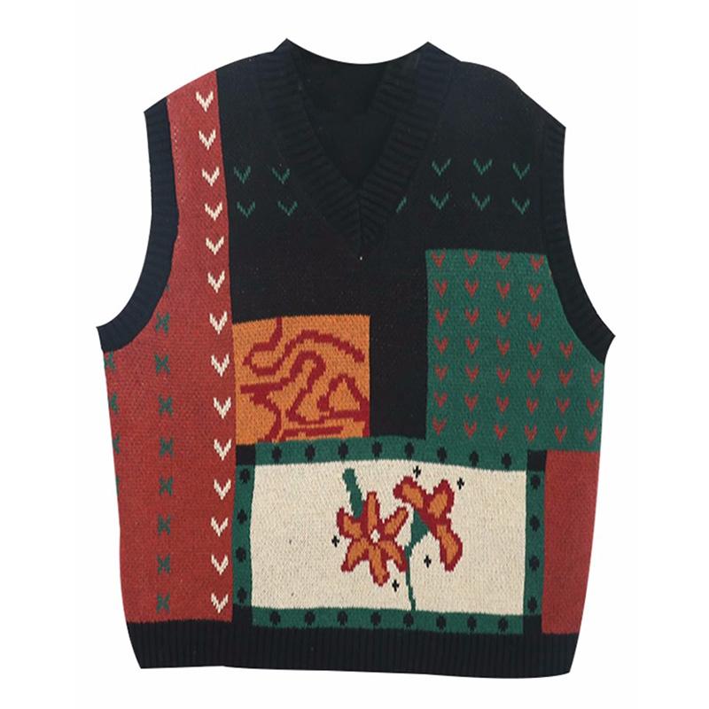 Свитер-жилет женский плюс размер осенний v-образный вырез свободный вязаный удобный спортивный свитер сто с майкой без рукавов