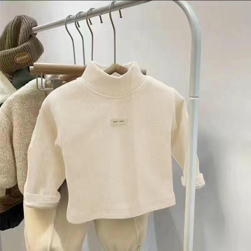 Детский флисовый топ в корейском стиле: Полувысокий воротник для осени и зимы
