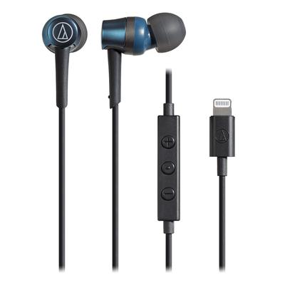 Наушники Audio-Technica ATH-CKD3Li BL с микрофоном, кабель Lightning 1,2 м, внутриканальные, синие, маленькие