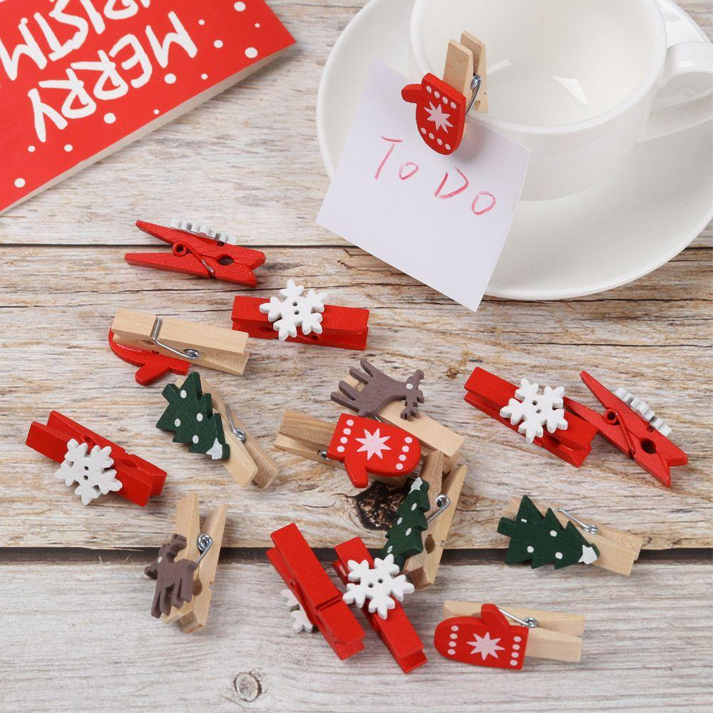 Декор для вечеринки снежинки лось рождественский орнамент держатель для карт рождественские деревянные зажимы зажим для бумаги фотоприщепки