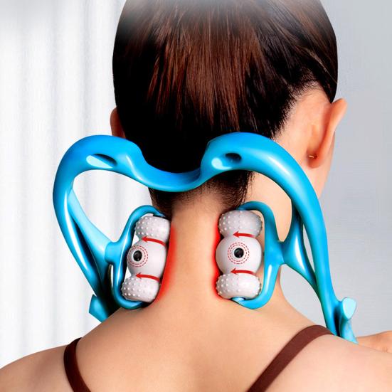 6-колесный роликовый массажер для шеи, ручной шейный массажер, вращающийся на 360 градусов, роликовый массажер для облегчения боли в спине и плечах