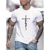 "Faith", Men's Casual Slightly Stretch Crew Neck Graphic Tee, Male Clothes for Summer
