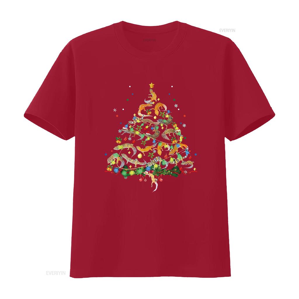 Womens Leopard Gecko Christmas Tree Funny Marsupial Xmas T Shirt vintage Washed designer clothes Comfortable Stylish fashion