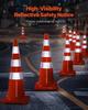 Safety Cones Traffic Cones 6 x 36" Orange Reflective Collars Road Cones