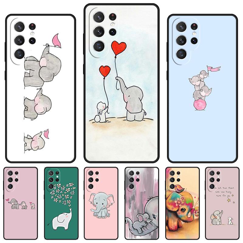 Cute Baby Elephant phone case For Samsung Galaxy S24 S25 S23 S22 Ultra Note 10 20 Plus S20 S21 FE Cover