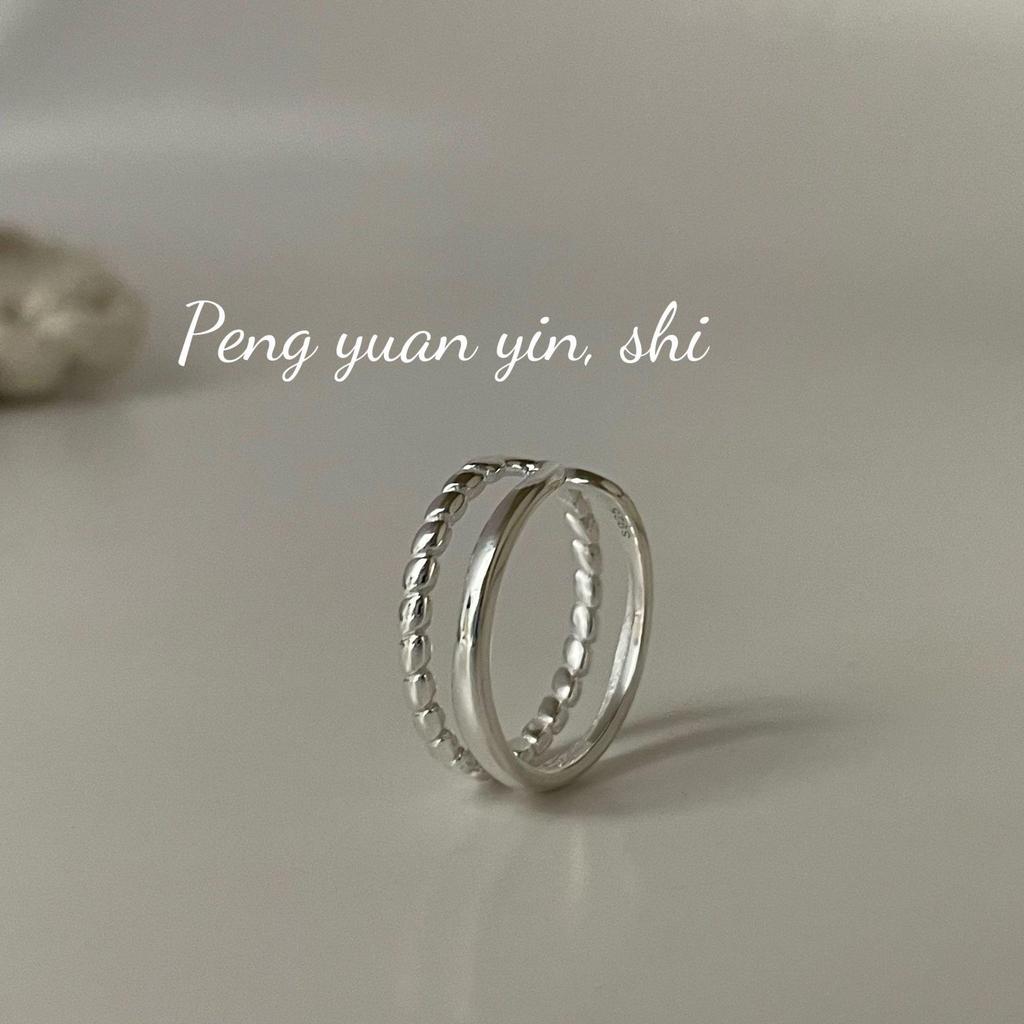 Серебряное кольцо Su Chuang S925 с двойным витым элементом для женщин - Простое, асимметричное, с ощущением высокого качества.