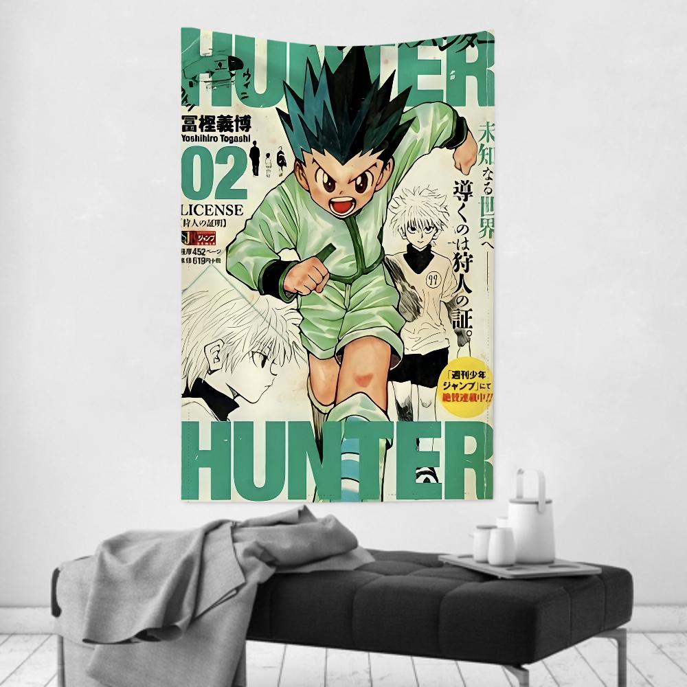 Гобелен из аниме Hunter X Hunter Практичная настенная ткань Универсальный для вечеринок и декора комнаты Отлично подходит для комнат Семейных пространств