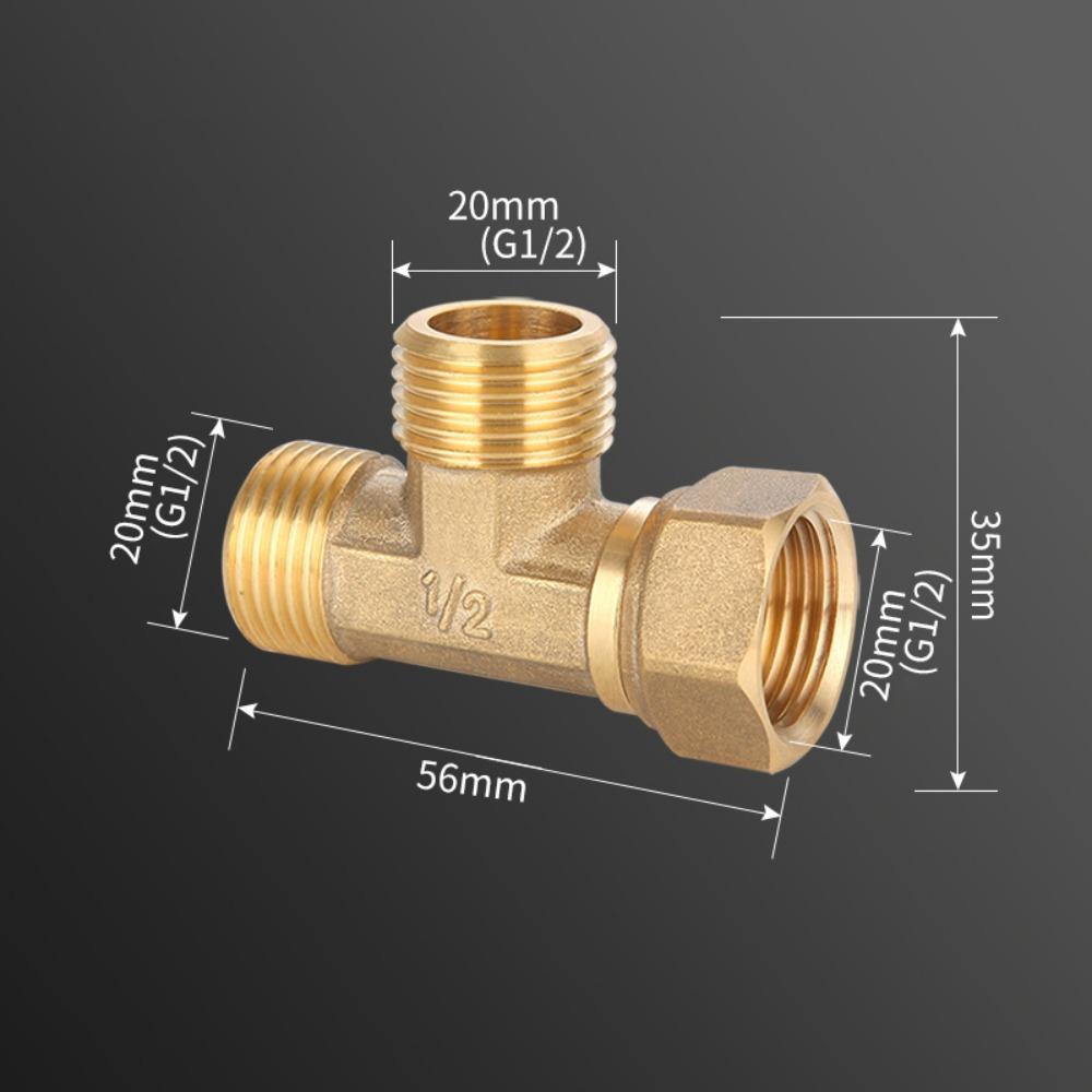 New 1/2 BSP Pneumatic Plumbing Connector Tee Type Male/Female Thread Copper Fittings Water Oil Gas Adapter