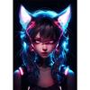 Неоновые аниме-кошки-девушки, постеры, принты, картины на холсте, манга, неоновые картины на холсте для современного дома, спальни для девочек, игровой декор