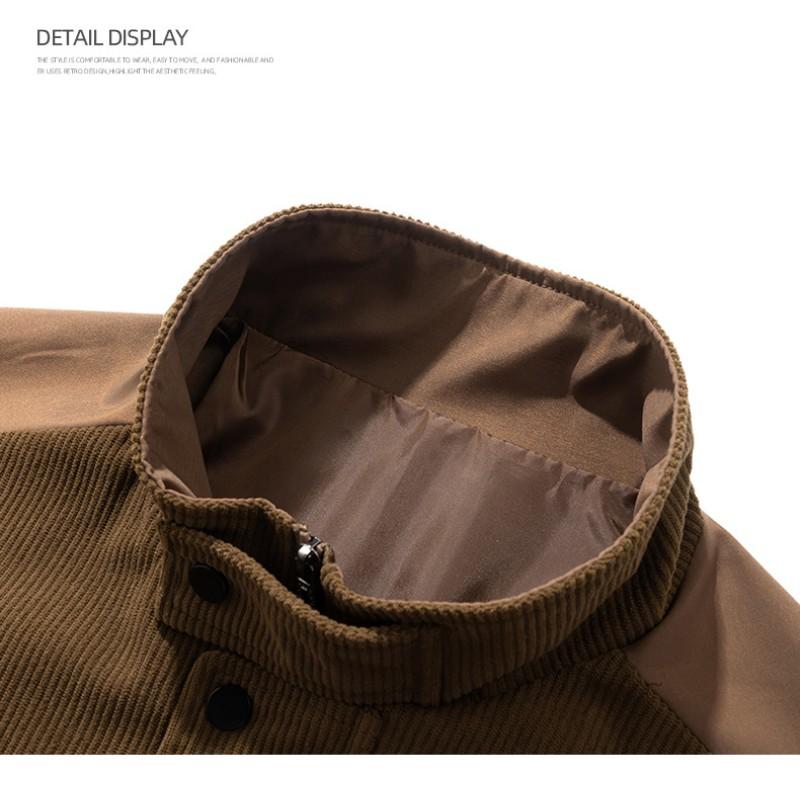 Spring and Autumn New Corduroy Simple Long Sleeve Jacket Fashion Brand Men's Casual Loose Stand Collar Coat