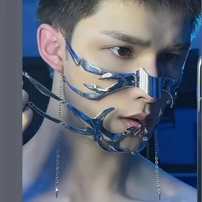 Преувеличивать киберпанк роскошные женские маски мода металлическая цепь нос лицо украшение модные ювелирные изделия маскарад аксессуары подарки