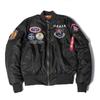 Mens Winter Thickened MA-1 Pilot Jacket With Top Gun Patch Water-Resistant Military Style Bomber Coat