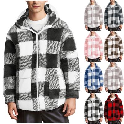 Осень-зима Ethos Plaid Casual с длинными рукавами и капюшоном кардиган на молнии пальто