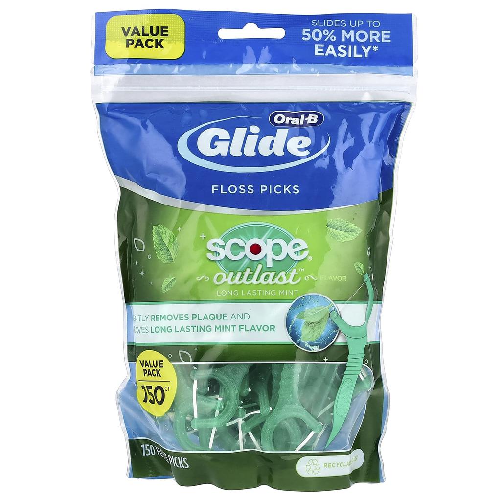 Oral-B Glide, Disposable Dental Floss, Scope Outlast, 150 Dental Floss