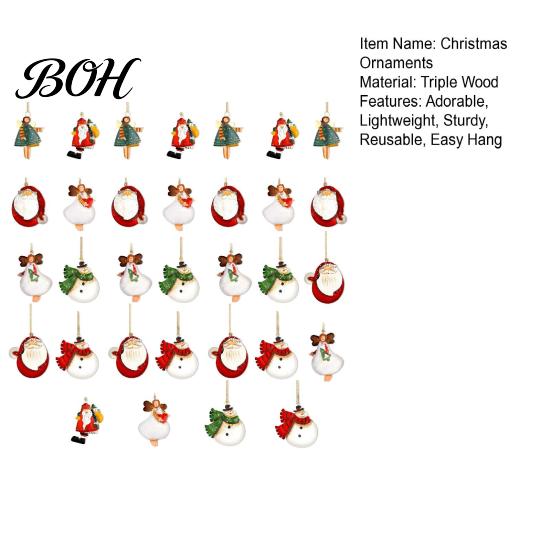 Festive Wooden Ornaments for Holidays 16/24/32Pcs Christmas Ornaments, Flying Angels Decorations, Santa Claus Rustic Xmas Party Supplies Holiday