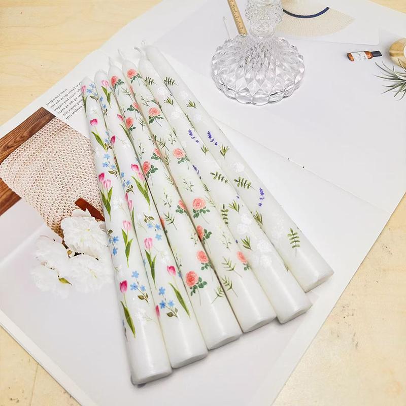 2 шт./коробка печатных свечей свадебные украшения бездымные свечи во французском стиле длинная элегантная свеча 25 см