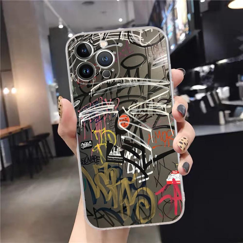 Крутая арт-чехол с граффити для iPhone 15 14 11 12 13 Mini Pro XS Max Чехол 6 7 8 Plus X XR SE 2020 Funda Shell