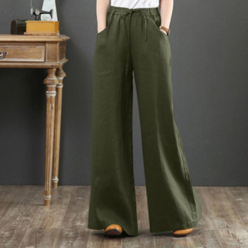 Spring and Summer Literary Cotton and Linen Pants Loose Large Size Wide Leg Pants High Waist Floor Mopping Pants Straight Trousers