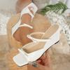 Fashion New Women Sandals Casual Trend Summer Dress Sandals Bow Square Toe Wedges Slippers Women Elegant Comfort Open Toe Shoes Women