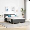 LED Box Spring Bed with Headboard Dark Grey 140 x 200 cm Fabric