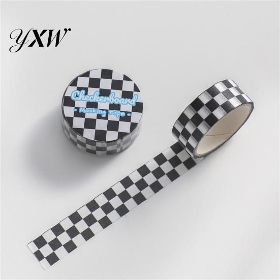 Masking Tape 1 Roll Washi Sticky Adhesive Clear Print Removable Paper Fade-resistant Scrapbooking Checkerboard Pattern for Kids