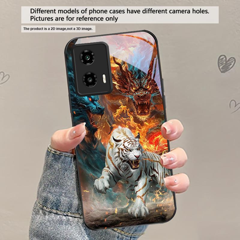 Огромный дракон и тигр Для Motorola Moto Edge 20 Lite 30 Pro 40 Neo 50 Ultra G45 G54 G55 G75 G84 G85 G Play 23 Стеклянный чехол для телефона